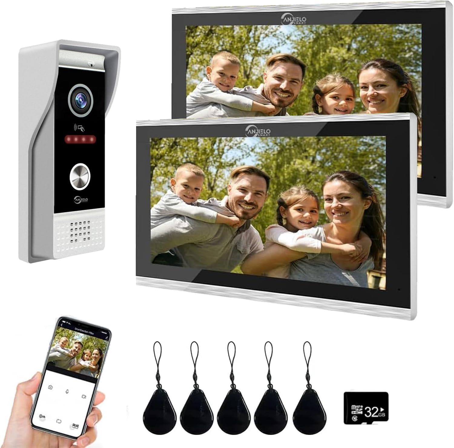 Wired Smart Video Apartments Intercom System,10 Inch Monitors with 1080P Doorbell Camera,3-in-1 Unlocking,TUYA WiFi Door Phone Kits, Ideal for Villas & Homes (1 doorbell + 2 Monitor)