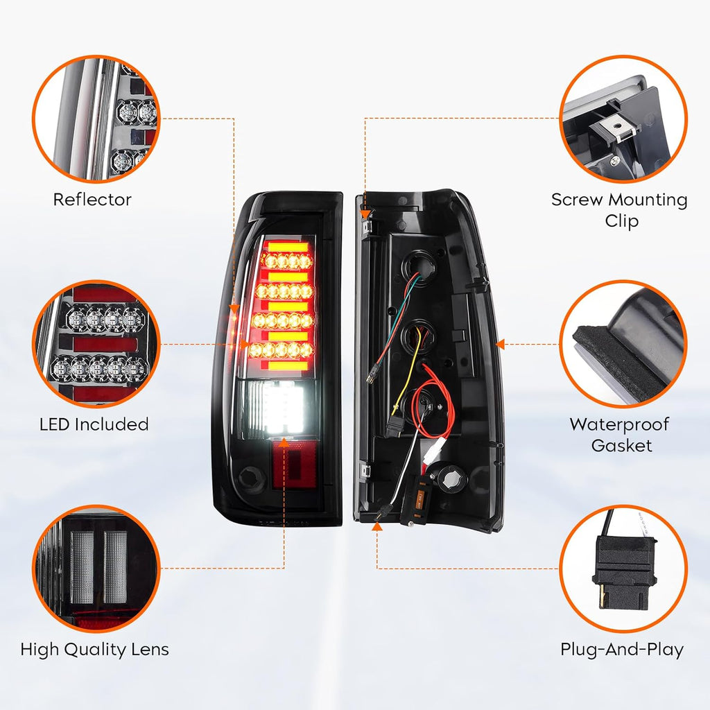 Tail Light + 3rd Brake Cargo Lamp for Chevy Silverado 1500 2500 2003-2006, Silverado Sierra 1500 1500HD 2500HD Classic 07, Sierra 1500 04-06, 1500HD 05-06, 2500 HD 3500 04-06 Rear LED Taillight
