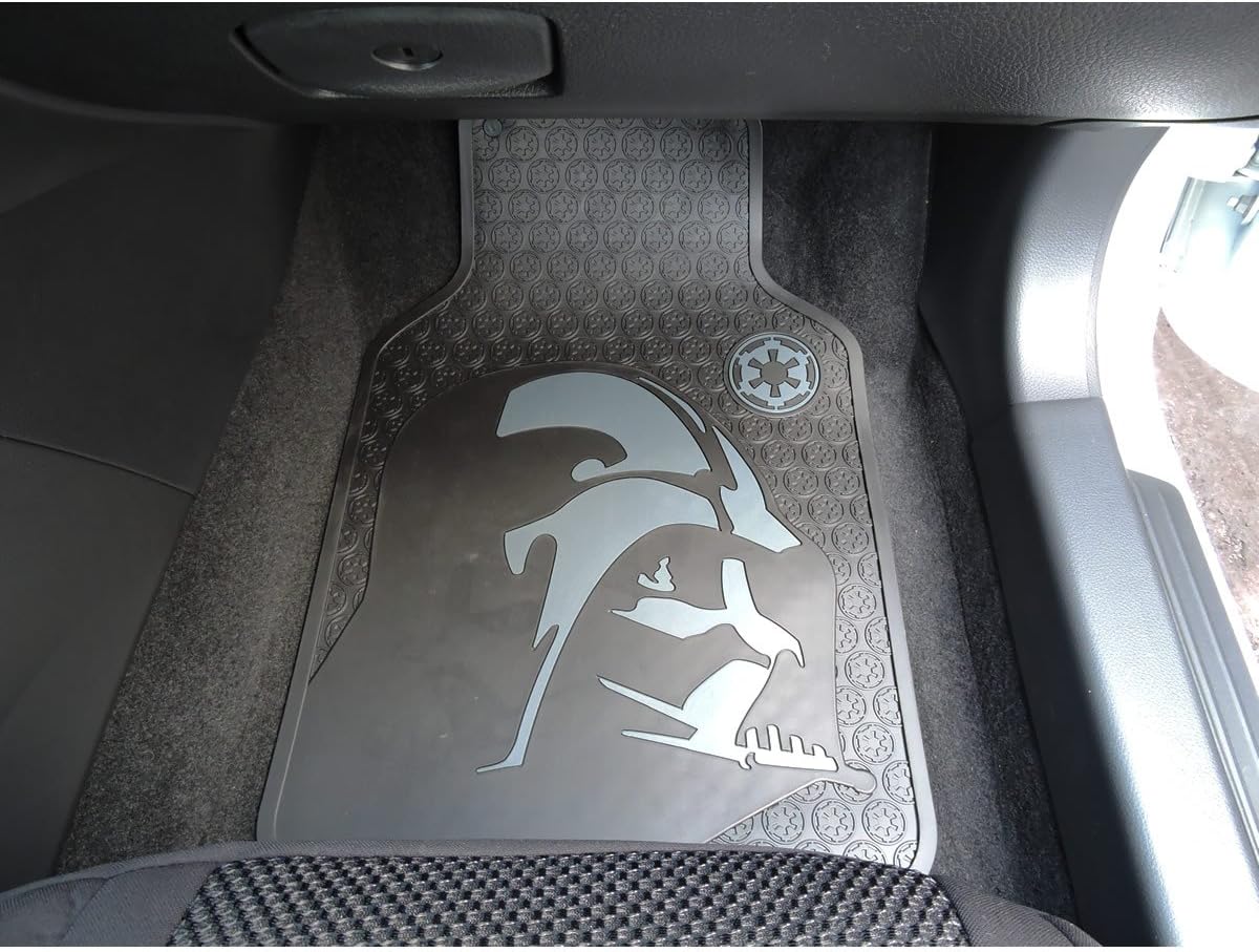 U.A.A. Inc. 8pc Star Wars Darth Vader Black Seat Covers Front Rear Rubber Floor Mats Set New