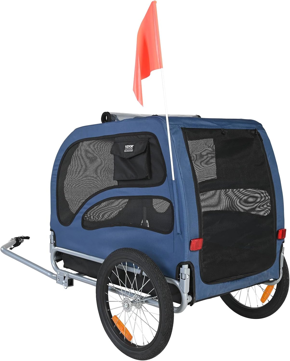 VEVOR Dog Bike Trailer, Supports up to 100 lbs, Pet Cart Bicycle Carrier, Easy Folding Frame with Quick Release Wheels, Universal Bicycle Coupler, Reflectors, Flag, Collapsible to Store