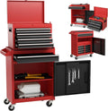 Rolling Tool Chest, 5-Drawer Tool Storage Cabinet with Wheels, Adjustable Shelf & Anti-Slip Liner, Tool Box Organizer for Garage, Warehouse & Workshop (Red+Black)