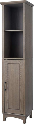 Teamson Home Russell Modern Farmhouse Linen Tower Storage Cabinet with Open Shelves, Salt Oak