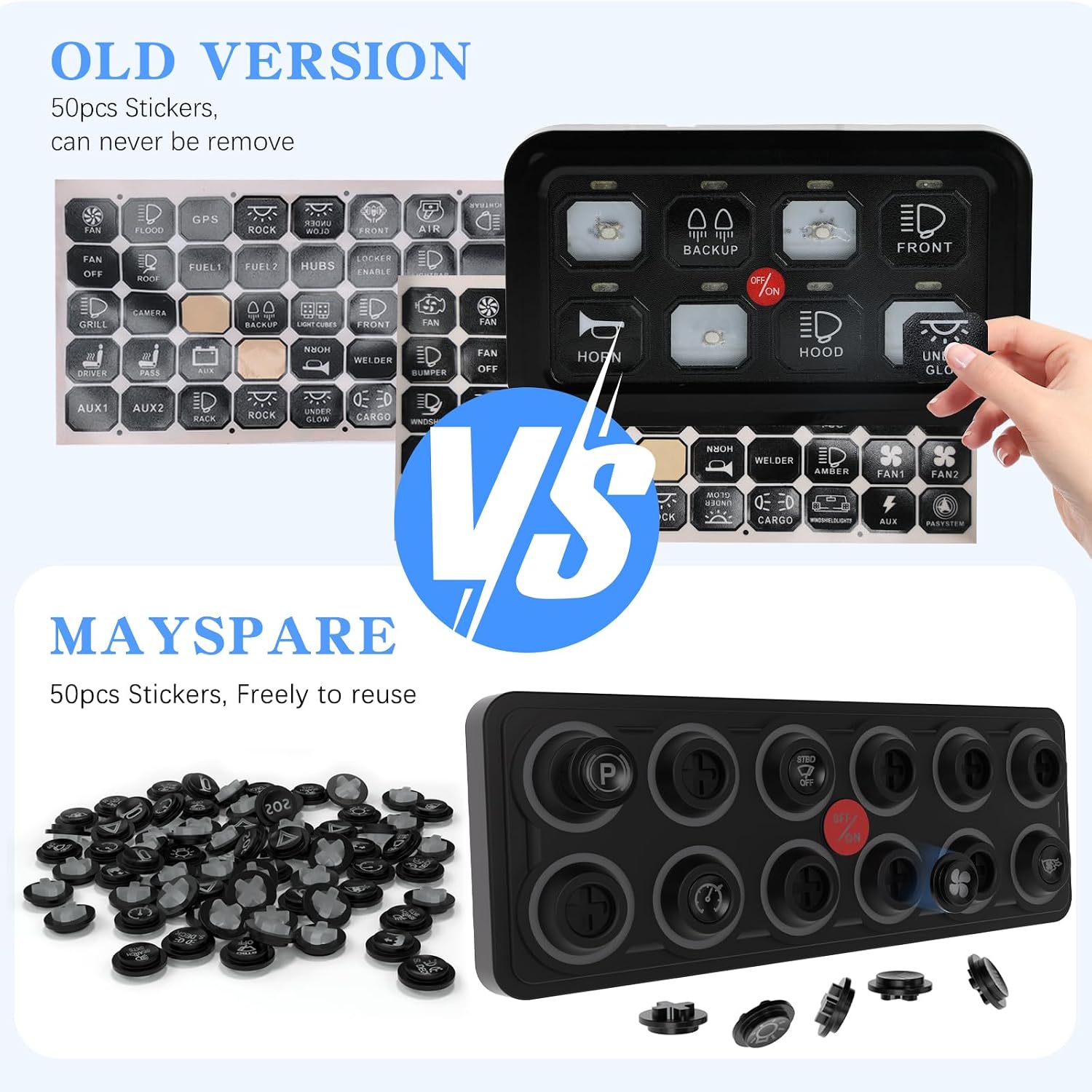 MaySpare Switch Panel Upgraded Multicolored Toggle Momentary Pulse Panel,Electronic Relay System for Yachts Trucks Off-Road Vehicles RVs SUVs UTVs ATVs- IP68 Waterproof (12 Gang Switch Panel)