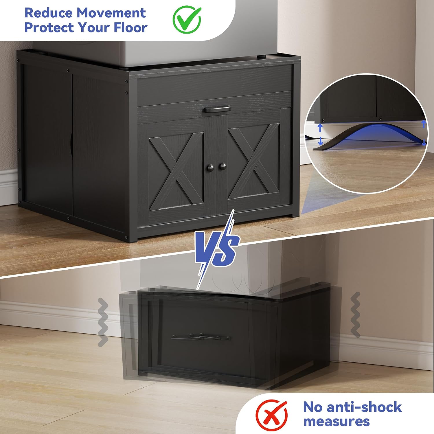 DTK Washer and Dryer Pedestals, Washing Machine Stand with Laundry Basket Shelf, Universal Fit Laundry Pedestals with Hidden Storage and Three Side Doors, 800LBS Capacity