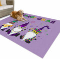 Outdoor Rug 4x6ft Mardi Gras Cartoon Cute Dwarfs Patio Area Rugs Waterproof Easy Cleaning Non Shedding Thick Mats Purple Carpet for Indoor Outdoor Porch Deck Backyard Balcony
