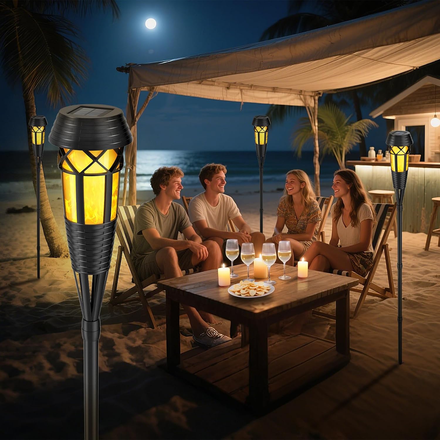 Flickering Flames Torch Light Solar Garden Lights Waterproof Landscape Lighting - 8 Pack