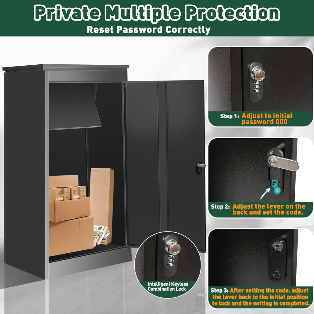 43.5Inch Express Package Delivery Box for Outside, Ultra Large Parcel Drop Boxes with Lock Made of Automotive Steel, Waterproof Anti-Theft Parcel Drop Box with Secure Storage for Home Business