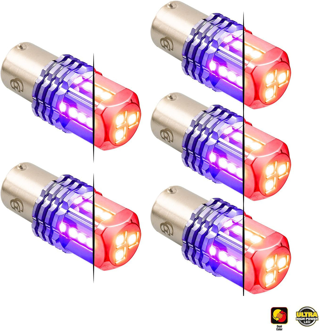 GG Grand General 70829 1157 Dual Color Red/Purple 15 LED Tower Bulb, 12V, 5 Pack