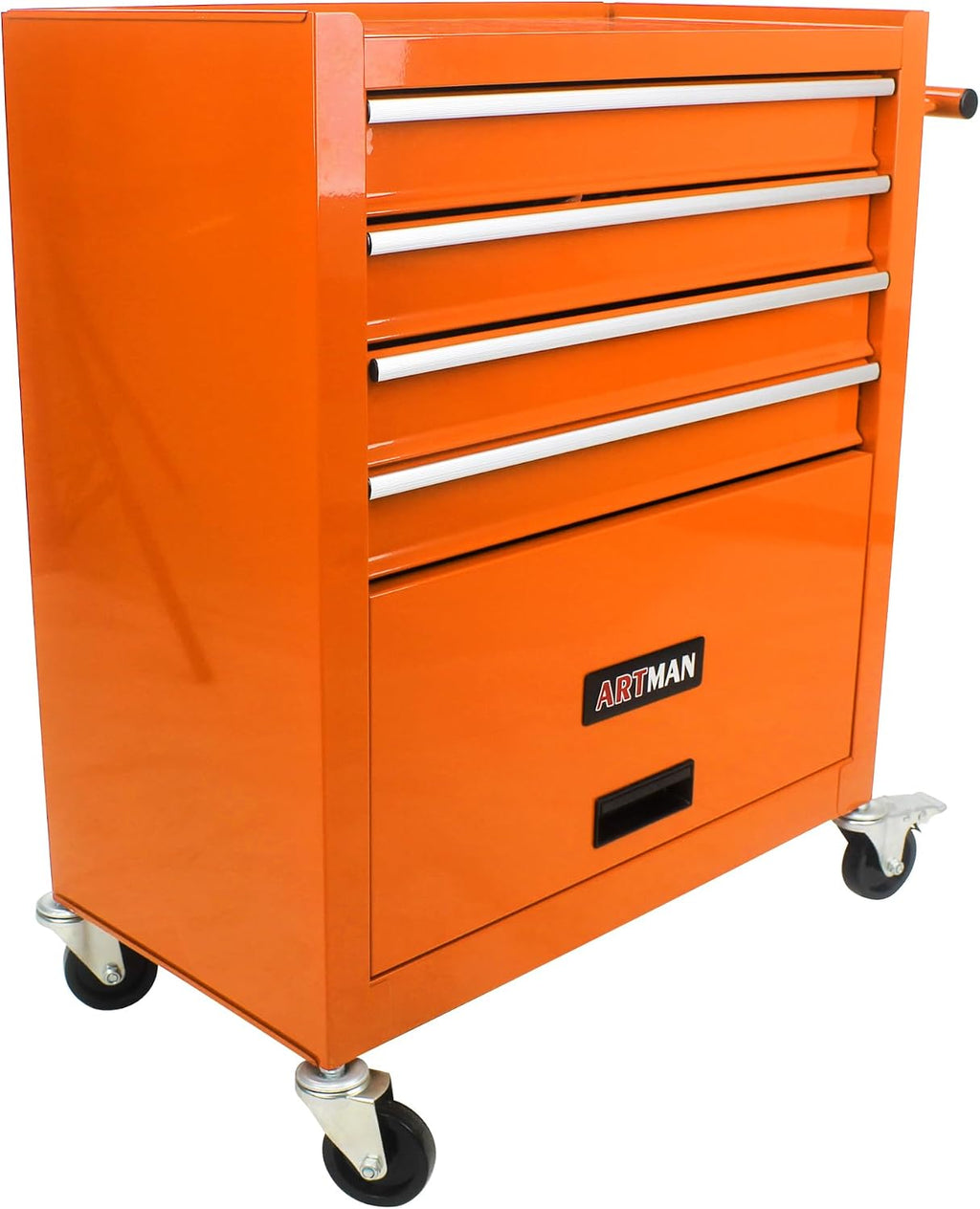 YOPTO Multifunctional Cart with 4 Ball-Bearing Drawers,Portable Rolling Tool Chest W/ 4 Wheels and Pull Handle,for Garage,Warehouse,Workshop,Repair Shop,Orange