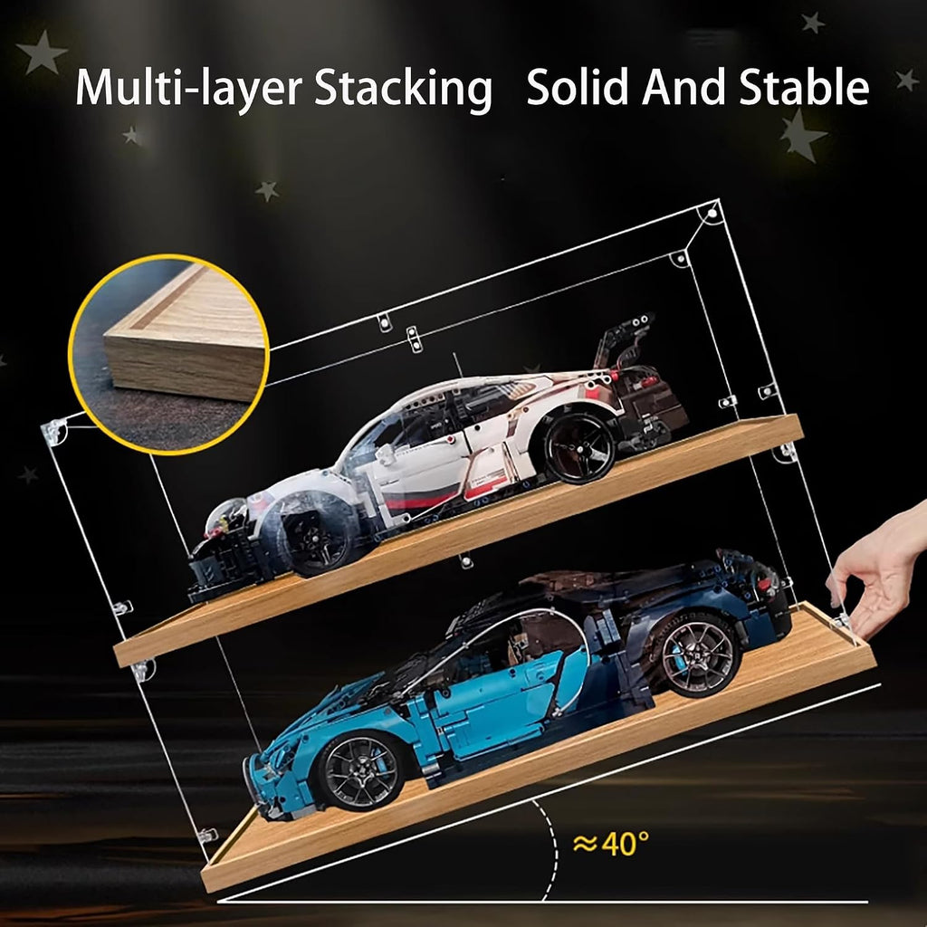 Acrylic Display Case for Lego 11370 Stranger Things: The Creel House Model, 3mm Dustproof Display Box, Display Case Compatible with Lego 11370(Model Not Included) (Background 3MM+Mirror C)