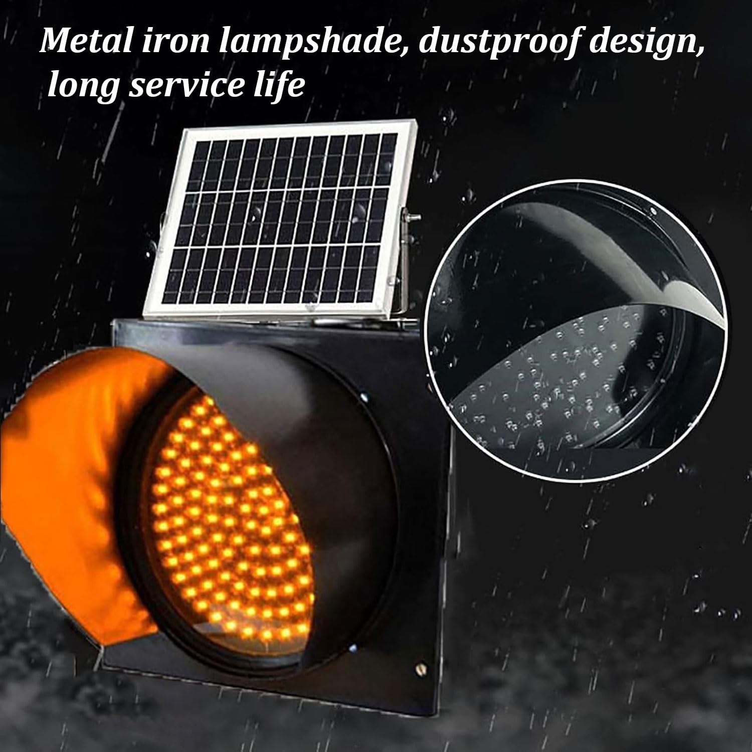 Solar Outdoor Traffic Lights, Multi-Function Yellow Warning Lights, IP65, Road Safety Emergency Lamp, for Bridges, Construction Traffic Safety, Night Driving