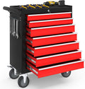 7-Drawer Rolling Tool Chest with Wheels, Tool Box with Locking System and Sliding Drawers, Tool Box Organizer for Garage, Warehouse, Workshop(BlackRed)