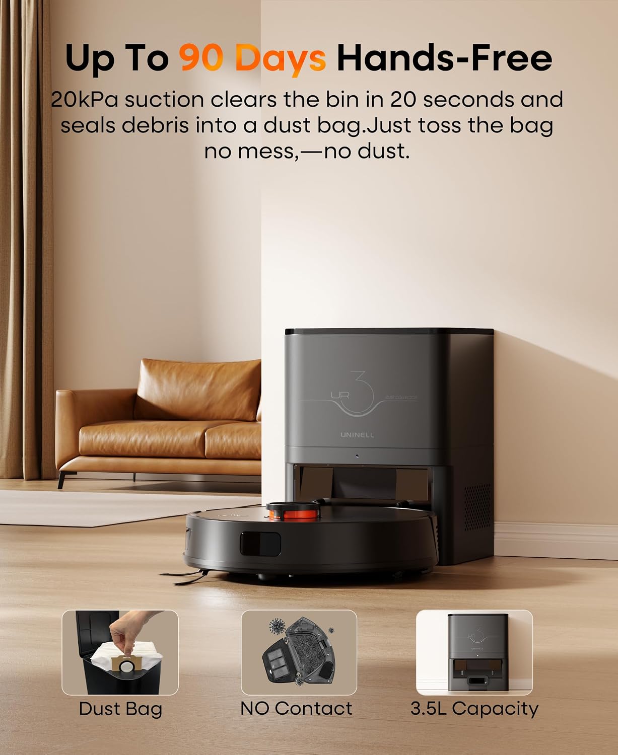 Robot Vacuum and Mop with Self-Emptying Station, 7000Pa Suction for Pet Hair on Carpets, LiDAR Navigation Creates No-Go Zones, Quiet, Works with Alexa, Ideal for Hardwood Floors & Multi-Floor Homes