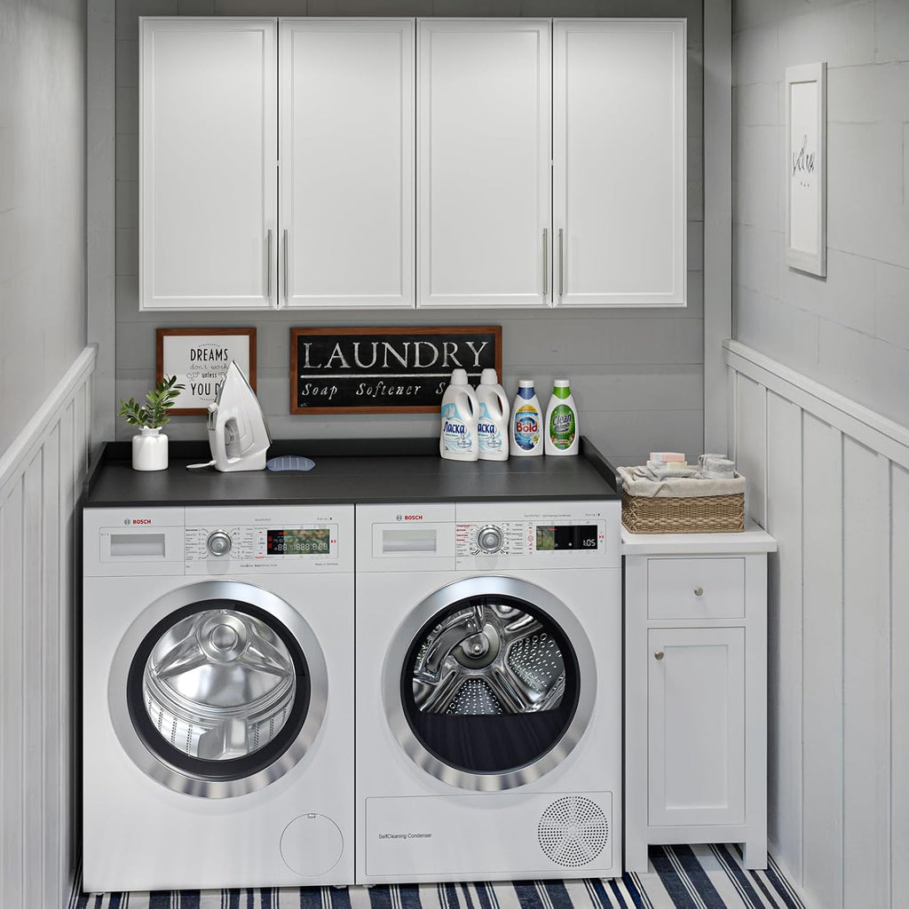 FIMELLO 60' Laundry Room Wall Cabinets and 27.6' x 54' Washer and Dryer Countertop Set, Laundry Room Cabinets Wall Mounted, Upper Cabinets Floating Cabinet - Black Laundry Countertop