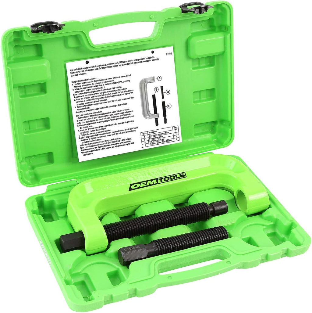 OEMTOOLS 25105 XL C-Frame Ball Joint Press Kit, Press Fit Removal for Trucks, Heavy Duty Ball Joint Tool, Extended Reach for Large Adapters