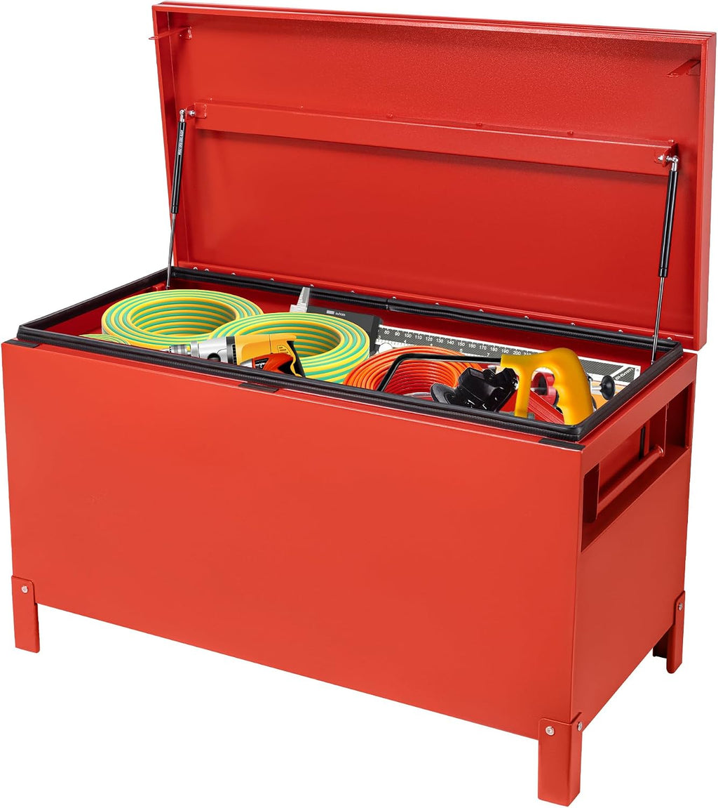 Large Tool Box Truck Bed Toolboxes Aluminum Heavy Duty Waterproof Free Assemble Tool Organizer Chest Cabinet Toolbox with Side Handles for Pick Up Trucks RV Trailer