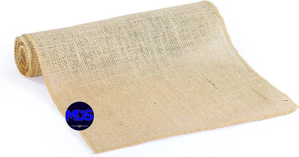 MDS Pack of 5 Wedding Burlap Table Runners 12 Inches x 50 Yards Long Roll for Farmhouse-Style, Woven Jute Fabric Placemats or Centerpieces and Rustic Home Decor for Outdoor Tables - Natural