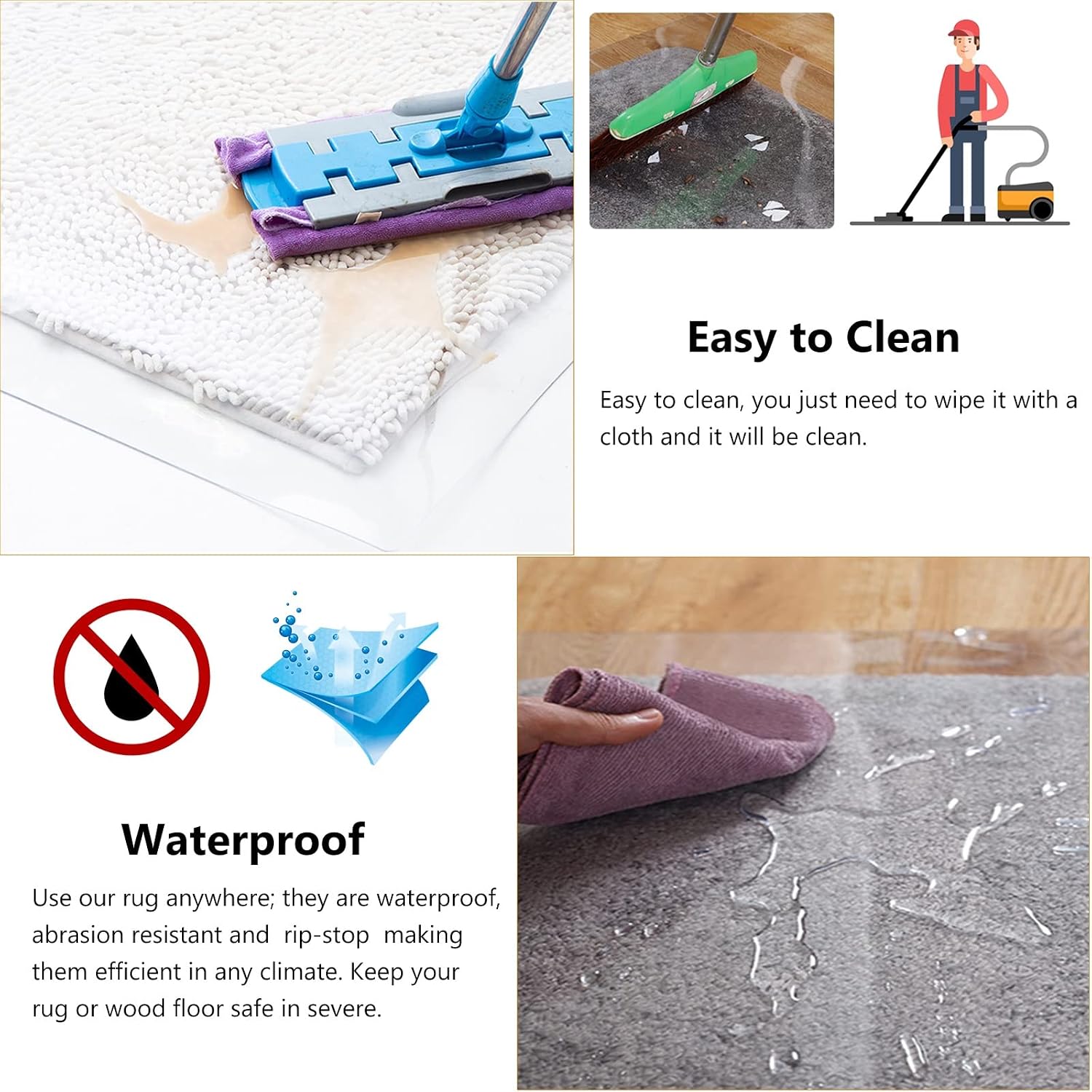 Thick and Sturdy Premium Floor Mats for Low and Medium Pile Carpets,Clear Hard Floor Chair Mat, Tile Floor Plastic Protector Pad(100x250cm(3.3x8.2ft))