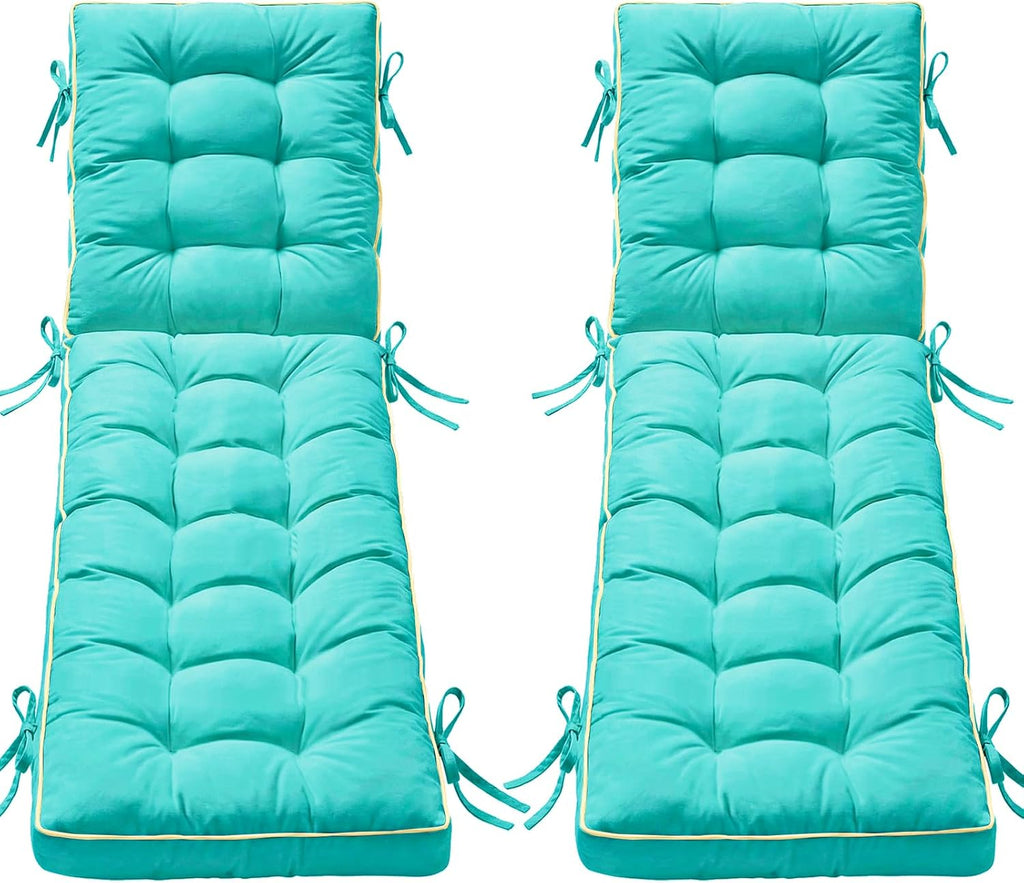 2 Pack 72x21 Inch Folding Chaise Lounge Cushion Quick Dry - Outdoor Sun Lounger Seat Pad with Shredded Foam for Patio Furniture, Deck Chairs, Poolside (Aqua Blue, 72 INCH × 21 INCH-2 Pack)