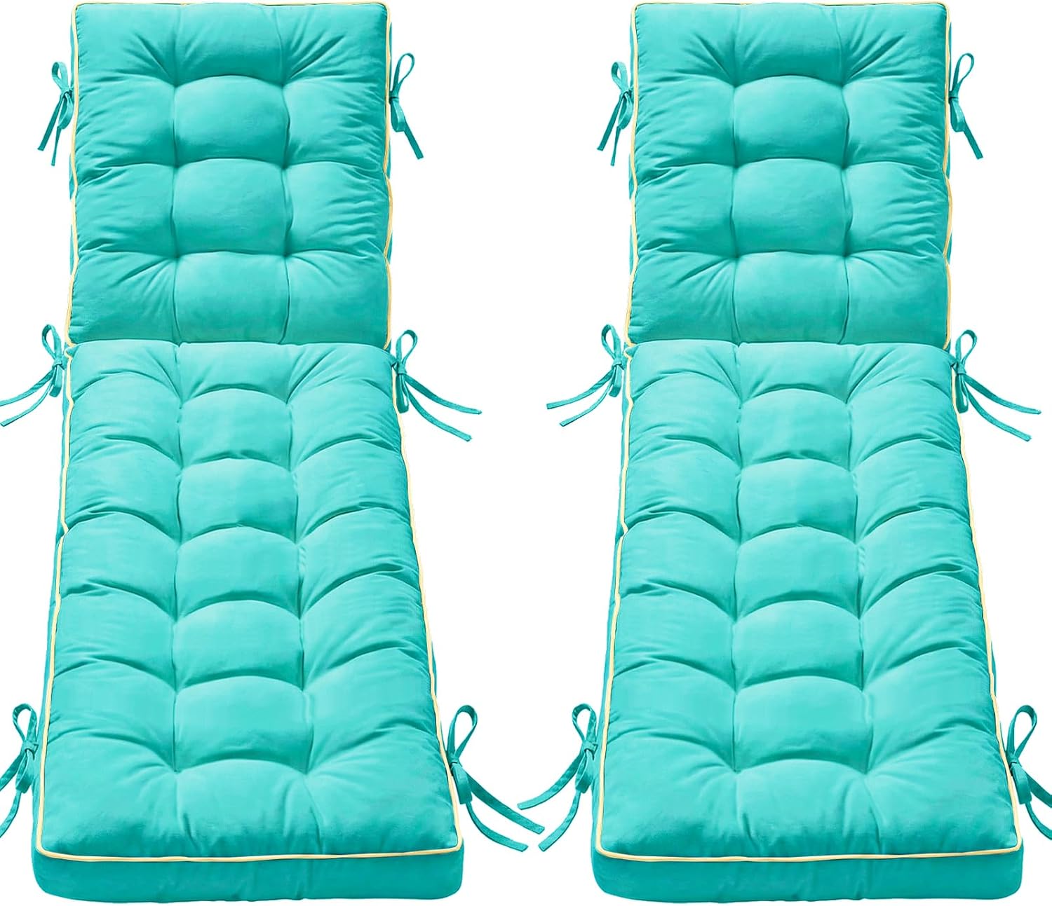 2 Pack 72x21 Inch Folding Chaise Lounge Cushion Quick Dry - Outdoor Sun Lounger Seat Pad with Shredded Foam for Patio Furniture, Deck Chairs, Poolside (Aqua Blue, 72 INCH × 21 INCH-2 Pack)