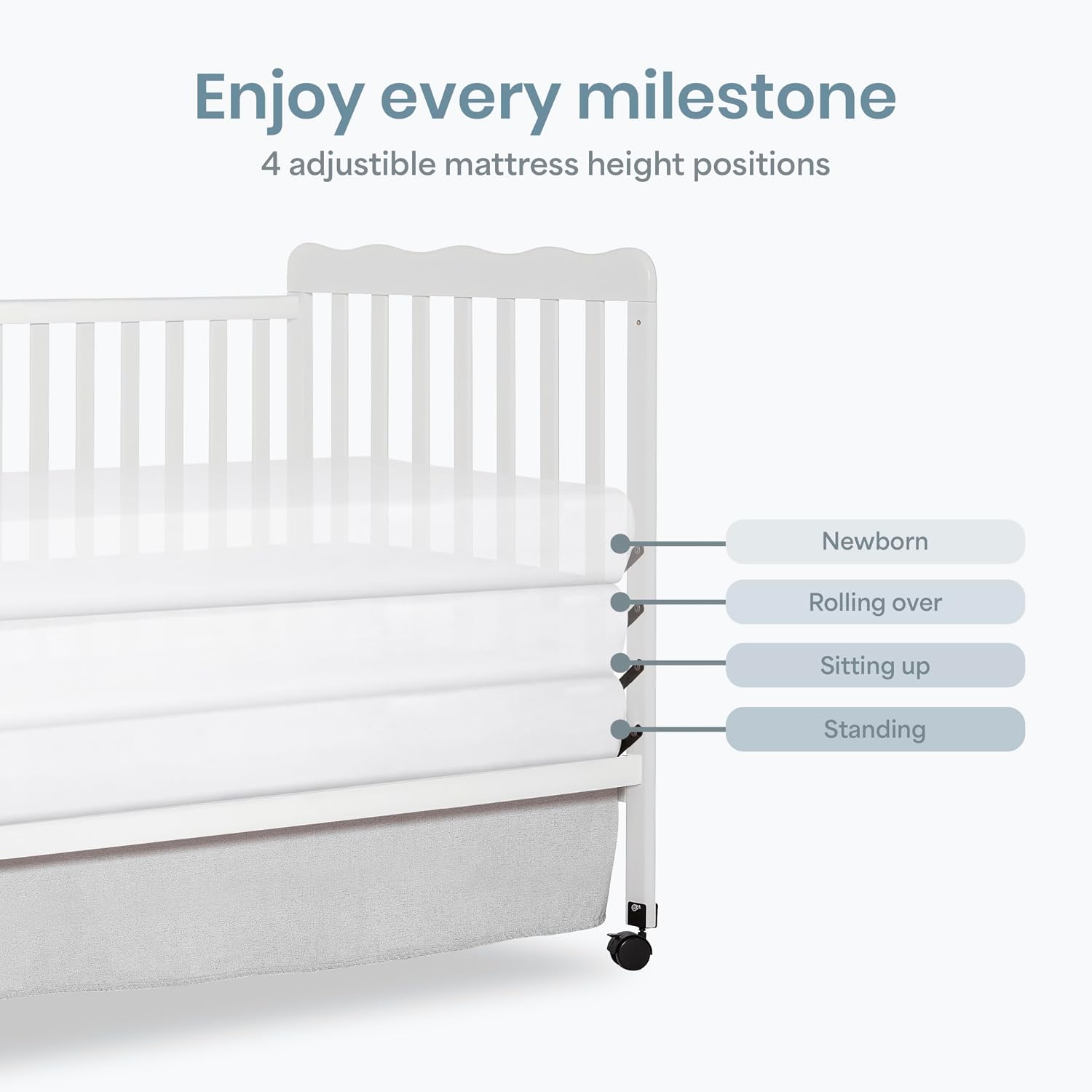 Dream On Me Carson Classic 3-in-1 Convertible Full-Size Baby Crib in White, GreenGuard Gold & BSA, 4 Mattress Heights, Converts to Day & Toddler Bed, Locking Wheels, Classic Nursery Design
