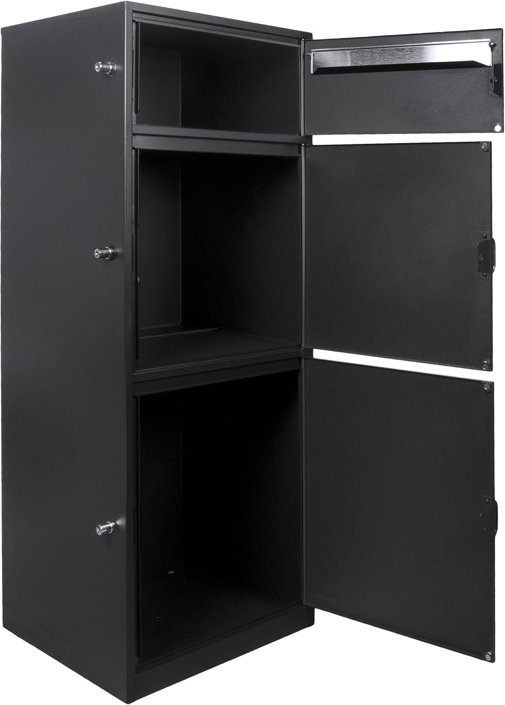 Barska Large Package Delivery Parcel Mail Steel Drop Box for Porch with Advanced Push Lock & Patented Shelf for Large Parcel - Delivery Boxes for Outside - Package Delivery Box - Parcel Drop Mailbox