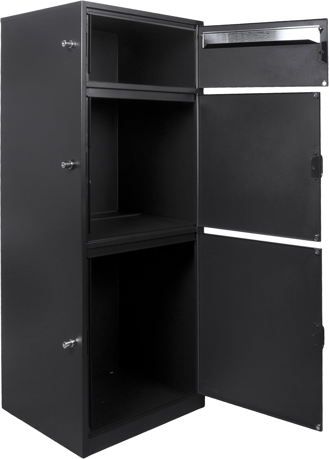 Barska Large Package Delivery Parcel Mail Steel Drop Box for Porch with Advanced Push Lock & Patented Shelf for Large Parcel - Delivery Boxes for Outside - Package Delivery Box - Parcel Drop Mailbox
