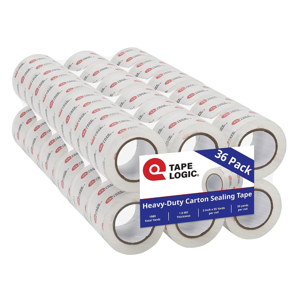 Tape Logic Packing Tape (36-Rolls), 2' x 55 yd - Industrial Strength Packaging Tape Refill for Shipping, Moving, Order Fulfillment, Acrylic 3.5 Mil