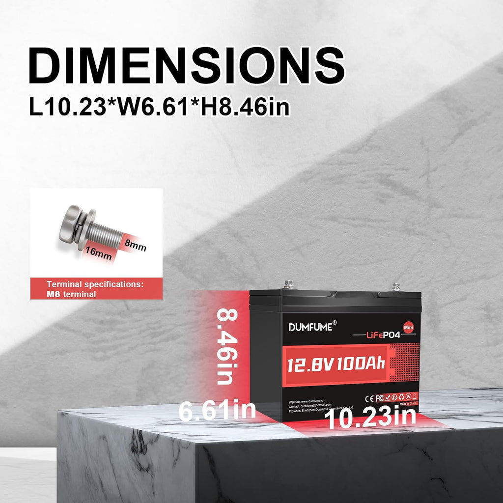 2 Pack 12V 100Ah Mini LiFePO4 Lithium Battery,100A BMS 1280Wh BCI Group 24 Lithium Iron Phosphate Battery 6000+ Cycles Perfect for RV, Solar, Home Energy Storage
