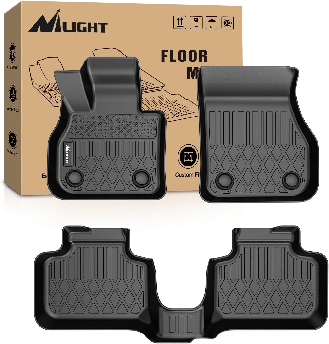 Nilight TPE Floor Mats for Mini Countryman F60 (Not for Manual Transmission) 2017 2018 2019 2020 2021 2022 2023 2024 All Weather Custom Fit Heavy Duty Floor Liners