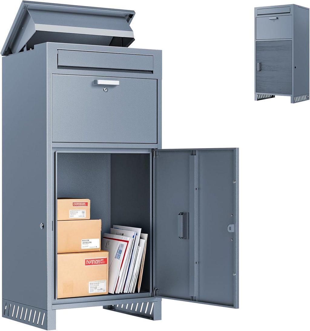 Package Delivery Boxes & Mailbox for Outside, No Assembly Required Large Parcel Drop Box with Keys, Steel Mailbox with Waterproof Anti-Theft Function, Not Easy Deformed for Home, Porch, Business