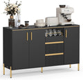 VASAGLE Buffet Cabinet with Storage, Sideboard, Kitchen Cabinet with Drawers, Adjustable Shelf, Fluted Drawer Front, for Living Room, Modern, Ink Black UBBC691B01