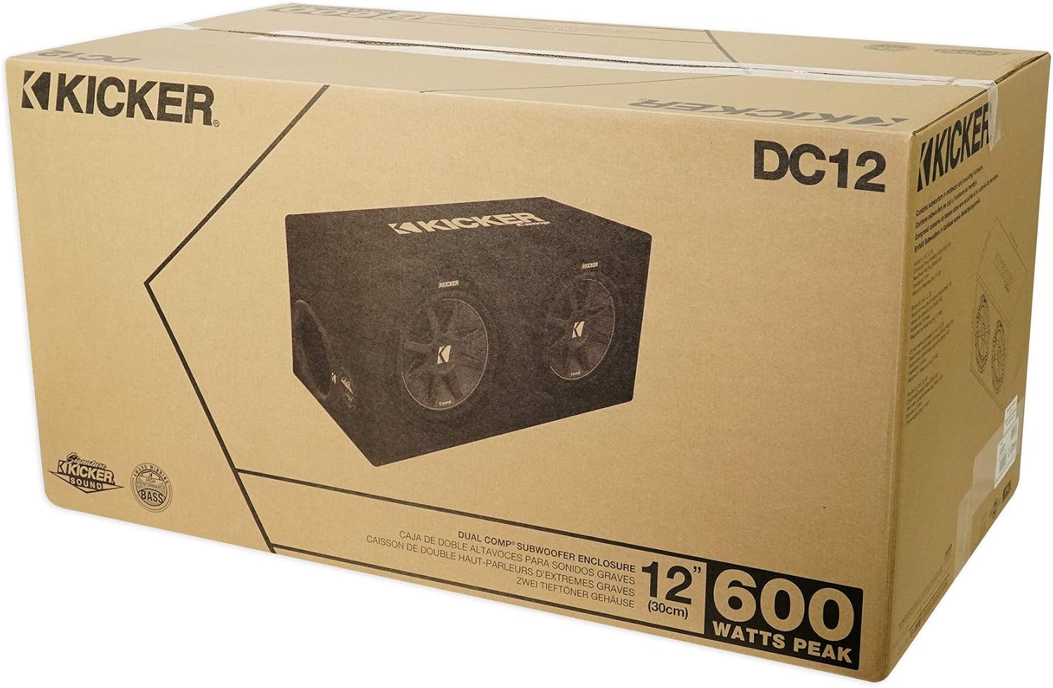 Kicker 43DC122 Comp Dual 12' Subwoofers in Vented Sub Box Enclosure, 2-Ohm Bundle with Rockville dB11 1400W Peak Mono 2-Ohm Car Amp and Bass Remote and RWK81 8 Gauge Amp Installation Kit