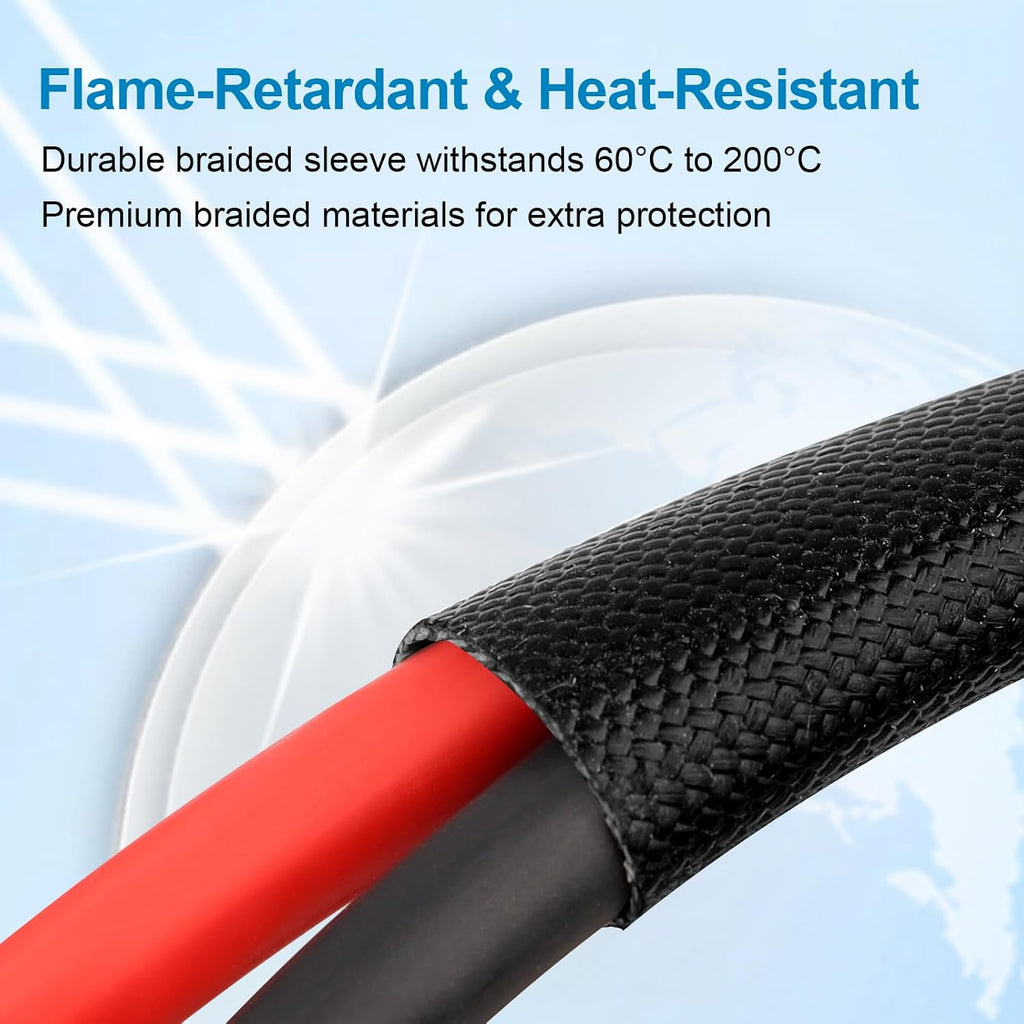 XRDS -RF Solar Cable 50FT, 8AWG Solar Extension Cable with Male & Female Solar Connectors, Flame-Retardant Protective Sleeving Solar Panel Cable, Weatherproof PV Wire for Solar Panel Connection