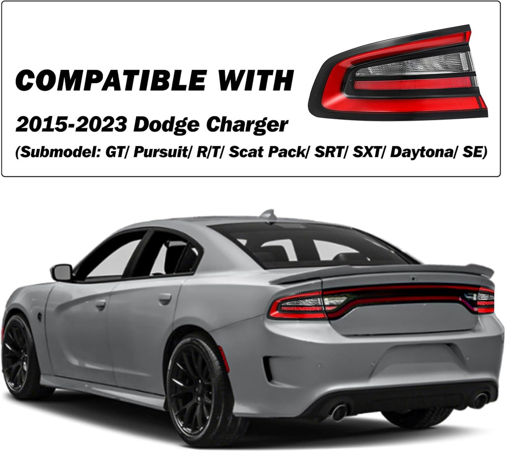 SOCKIR Outer LED Tail Lights Assembly Compatible with 2015-2023 Dodge Charger OE Replacement Taillights Brake Rear Light Driver and Passenger Sides