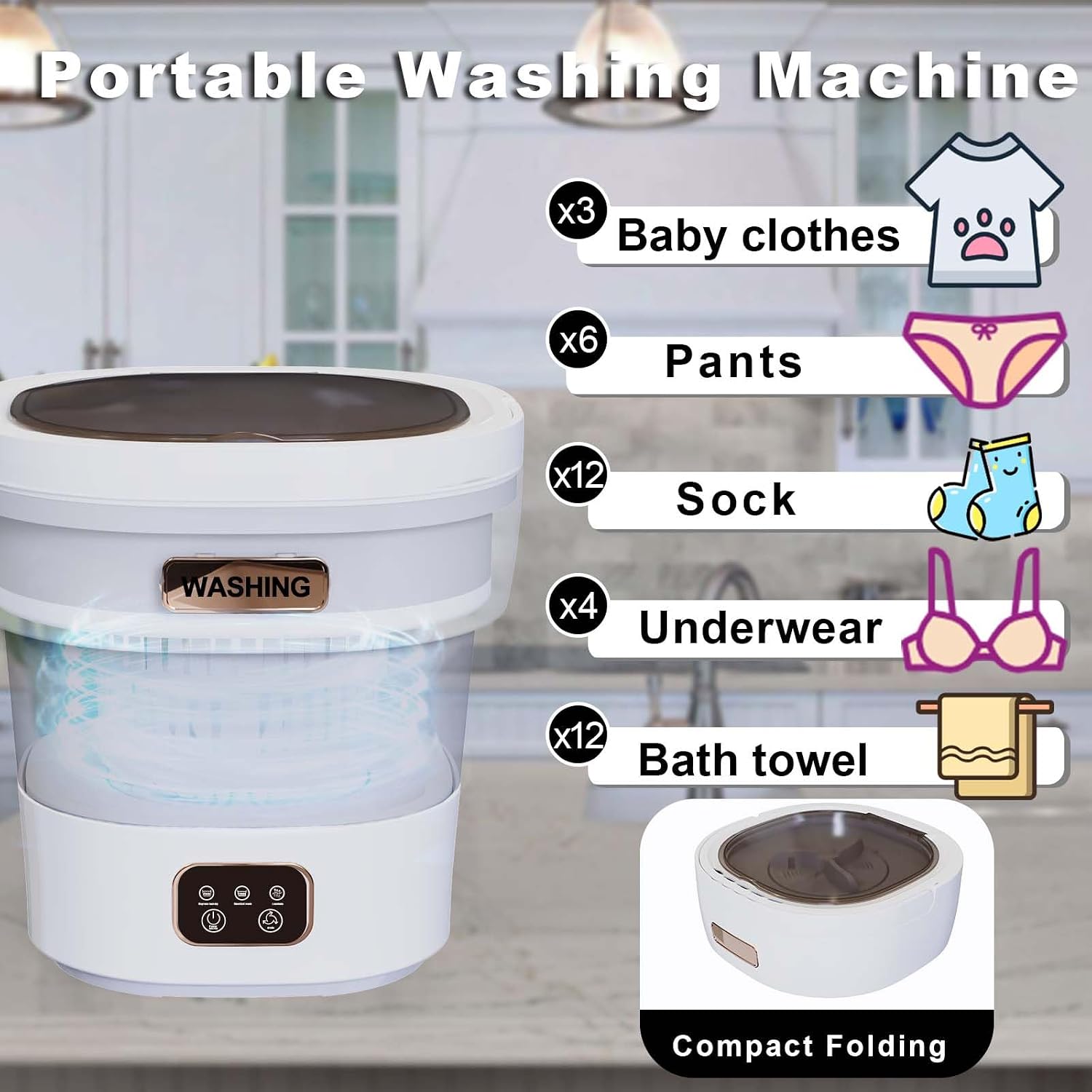 Underwear Washing Machine,15L 2.1kg 2 in 1 Mini Washing Machine and Dryer, Portable Washe, Small Washing Machine with 3 Cleaning Modes for Baby Clothes, Underwear, Camping, RV, Travel(Grey)