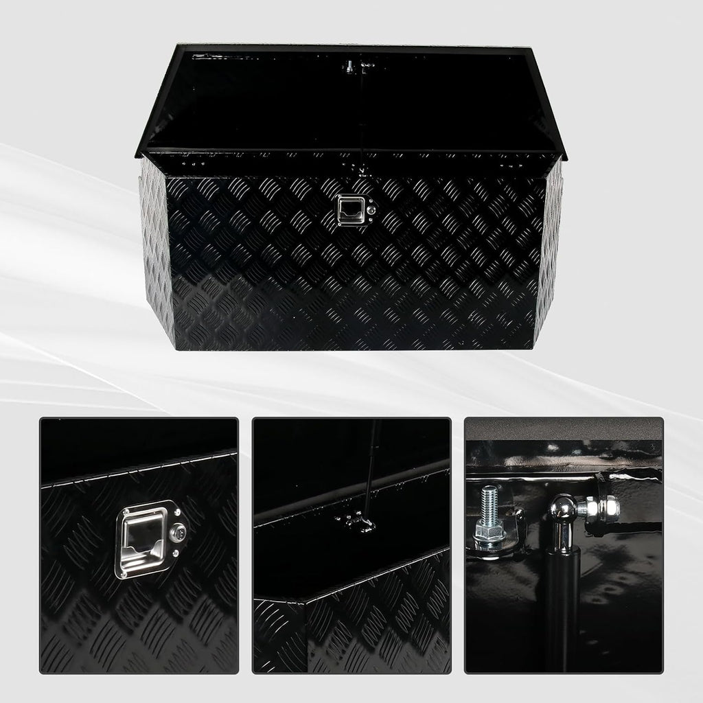 49' Aluminum Tool Box Storage Box with Lock & Keys (50.8x20.3x15.6 inches, 33.7 lbs, Water Resistant, Black)