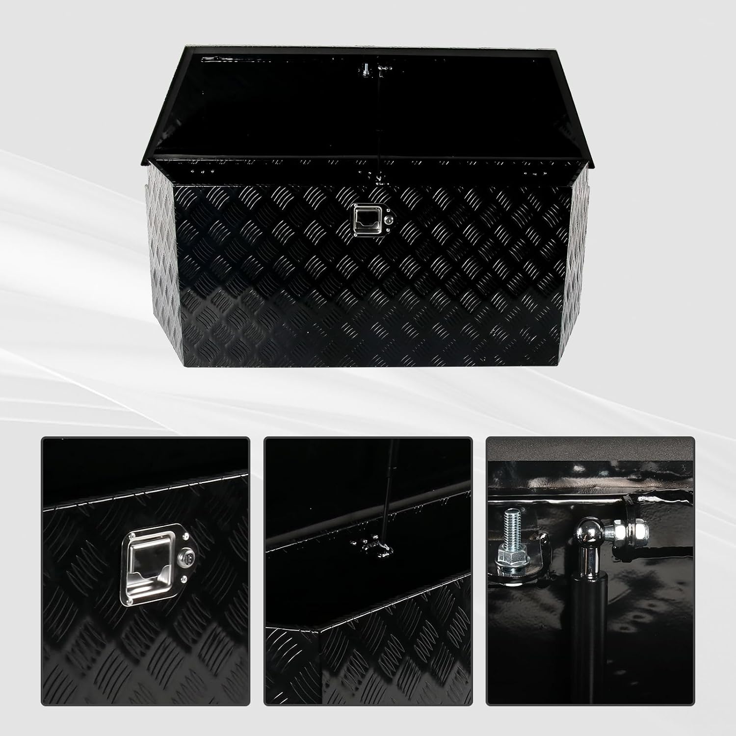 49' Aluminum Tool Box Storage Box with Lock & Keys (50.8x20.3x15.6 inches, 33.7 lbs, Water Resistant, Black)
