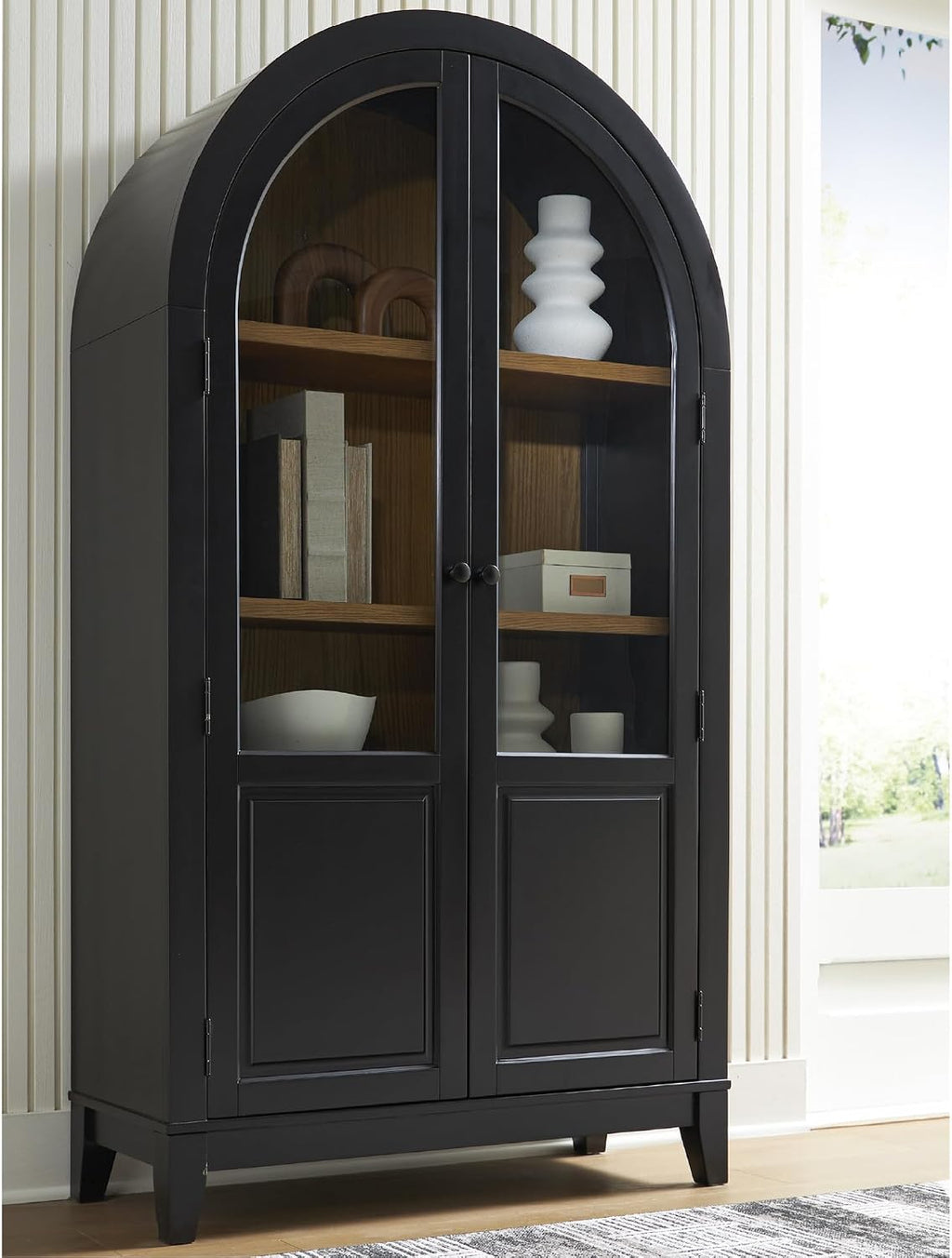Signature Design by Ashley Dagandale Casual Accent Cabinet with Shelf, Black & Light Brown