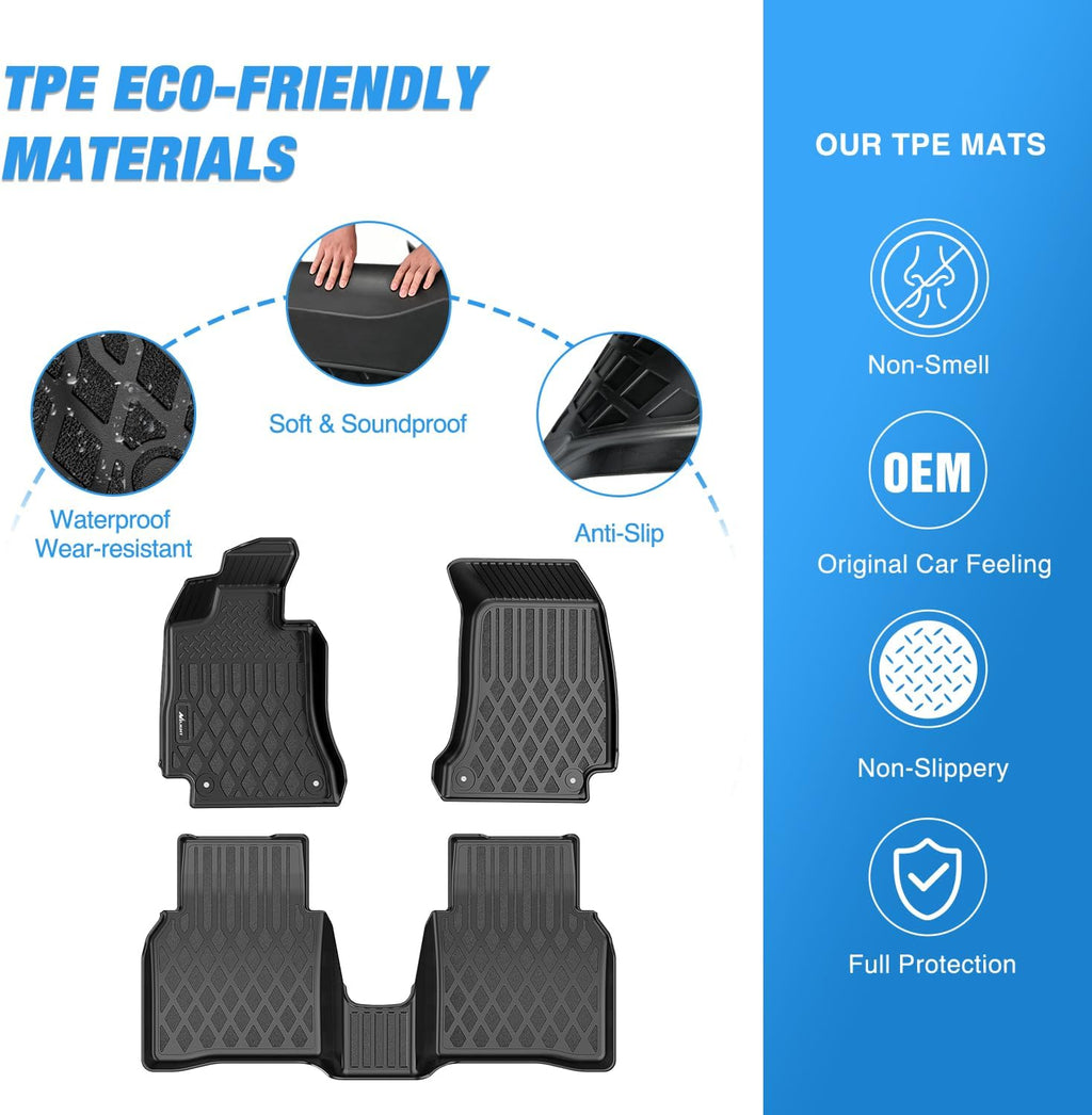 Nilight TPE Floor Mats for Mercedes Benz E-Class E300 E320 E350 E400 E550 E63 2017 2018 2019 2020 2021 2022 2023 All Weather Custom Fit Heavy Duty Floor Liners