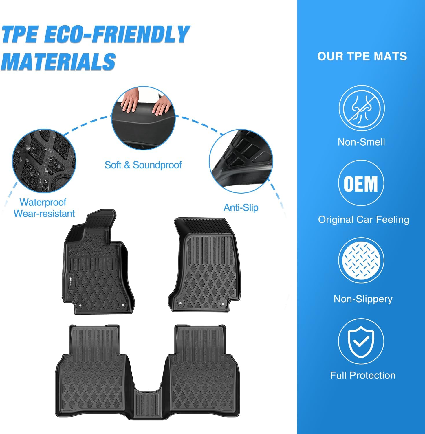 Nilight TPE Floor Mats for Mercedes Benz E-Class E300 E320 E350 E400 E550 E63 2017 2018 2019 2020 2021 2022 2023 All Weather Custom Fit Heavy Duty Floor Liners