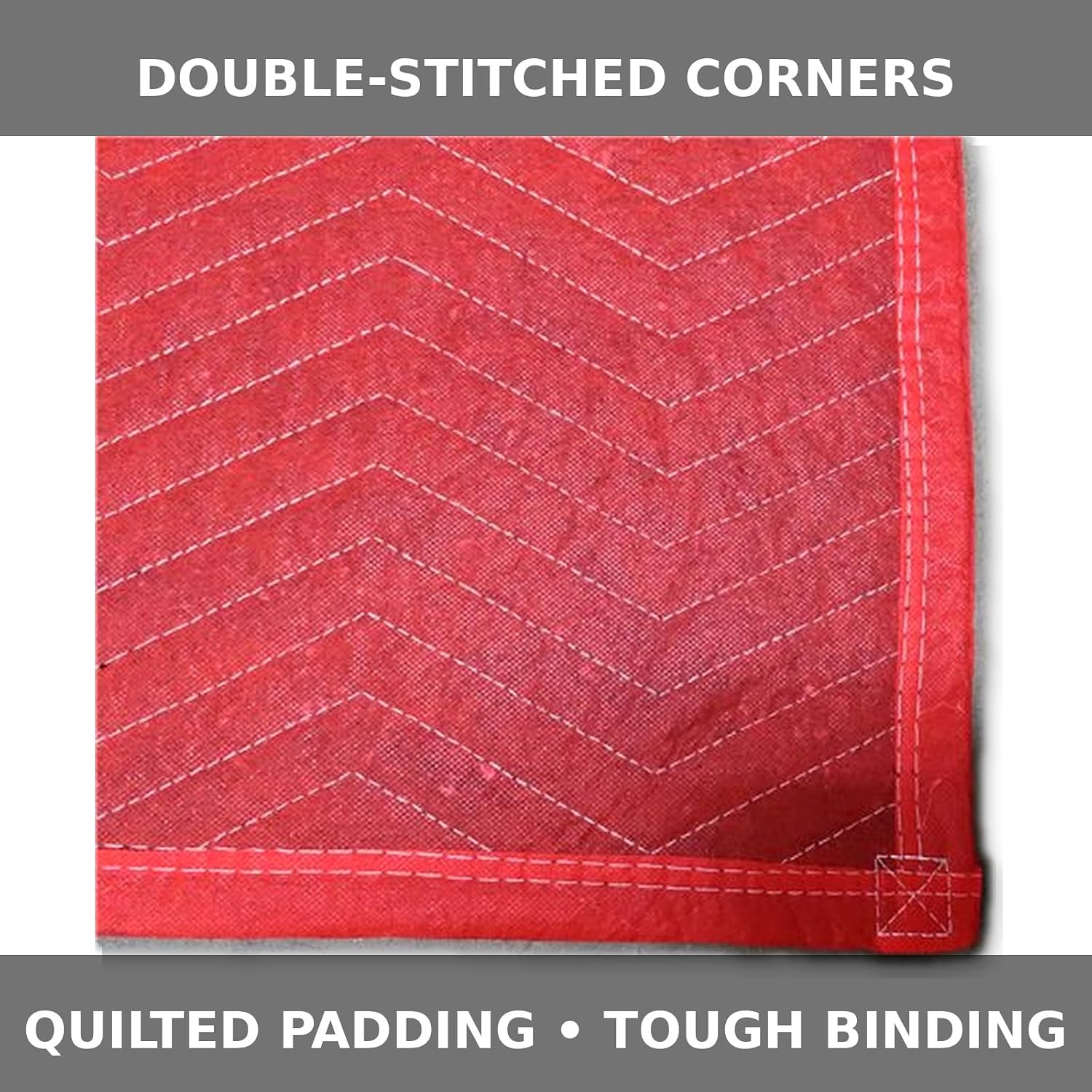 Professional Heavy Duty Moving Blankets, Red, 72x80 Inches, Quilted Cotton Blend, Double Stitched, 7+ Pounds Each, 12 Pack