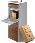 Cali USPS Compatible Mailbox, Snow White/Walnut Package Mailbox, Anti-Theft Locking Parcel Drop Box for Porch Or Curbside, Large Mailbox for Packages, Weather-Sealed Powder Coated Steel