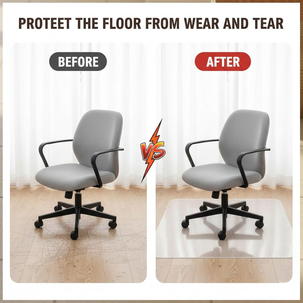 PVC Rolling Chair Mat for Carpet，Clear Office Chair Mats for Hard Floors 0.08in Transparent Wood Tile Protection Mat，Scratch Resistant Computer Floor Mats，Easy Glide(64' x 88')