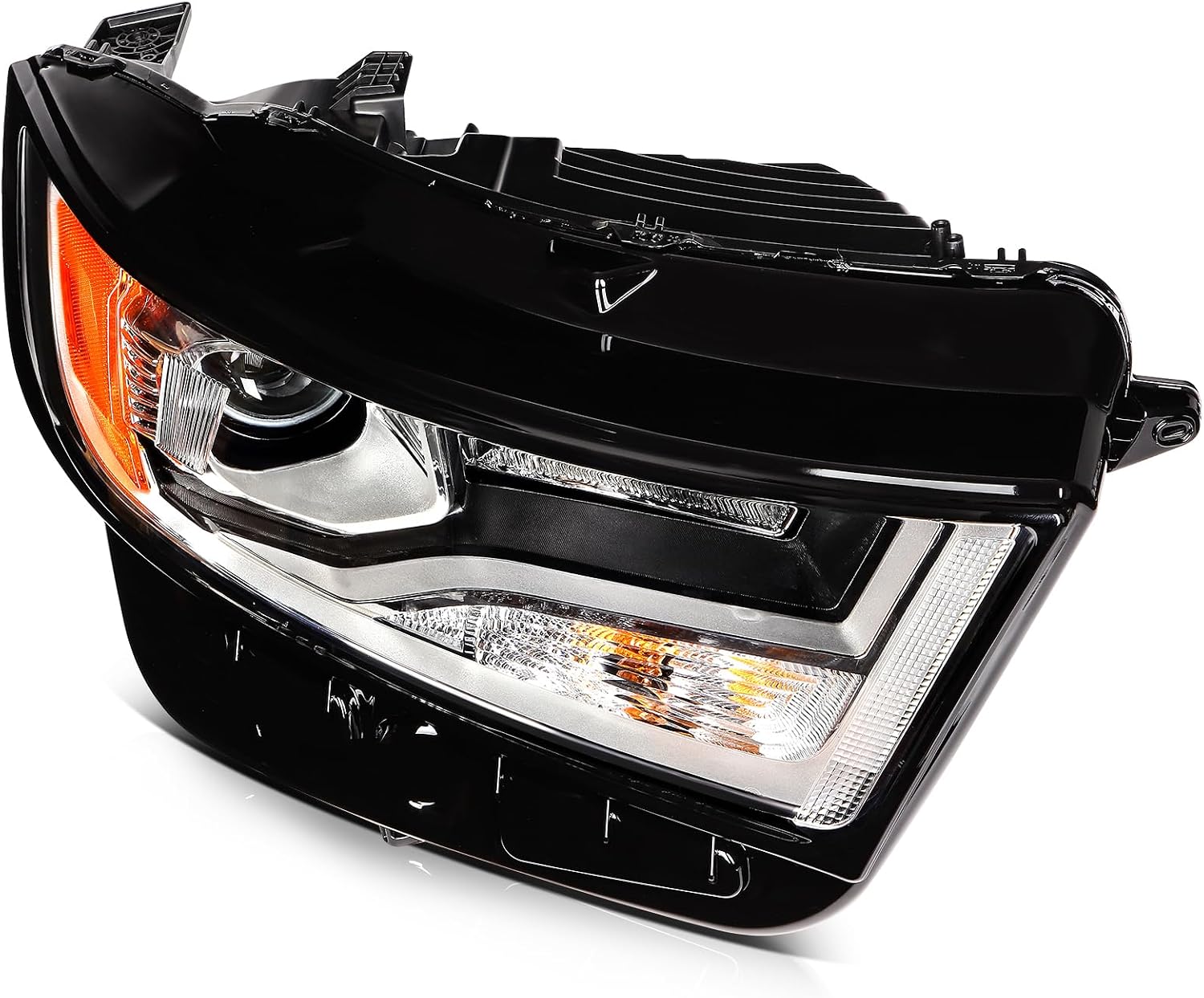 Headlights Fit 2015-2018 for Edge Driver & Passenger Side Headlight Assembly Black Housing Amber Reflector FT4Z13008A