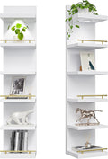DurayLoly 2 Pack 6 Tier Wall Shelf Unit, White Floating Shelves, Display Shelf with LED Light, Floating Shelf for Living Room, Bedroom or Vanity Storage