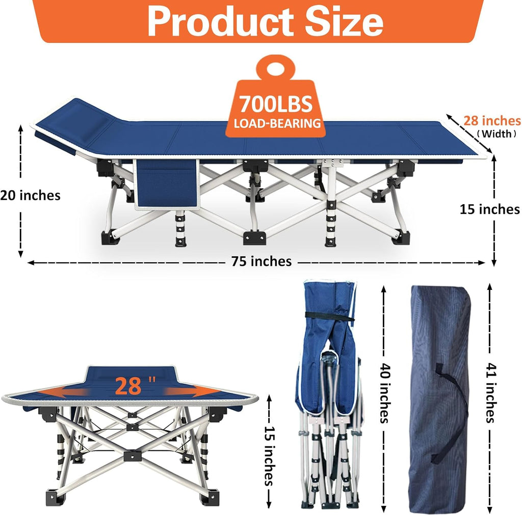 Camping Cots 2 Pack Camping Bed with Comfortable Mat Cots for Sleeping with Pad Heavy Duty Folding Bed 2 Person Sleeping Cot with Carry Bag Guest Cots for Adults Office Nap Vacation Outdoor Indoor