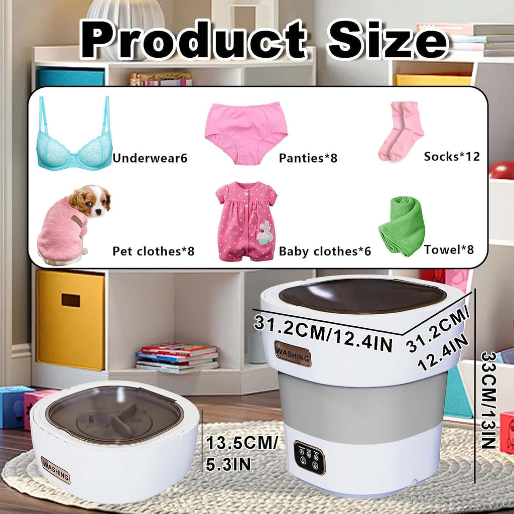 Underwear Washing Machine,15L 2.1kg 2 in 1 Mini Washing Machine and Dryer, Portable Washe, Small Washing Machine with 3 Cleaning Modes for Baby Clothes, Underwear, Camping, RV, Travel(Grey)