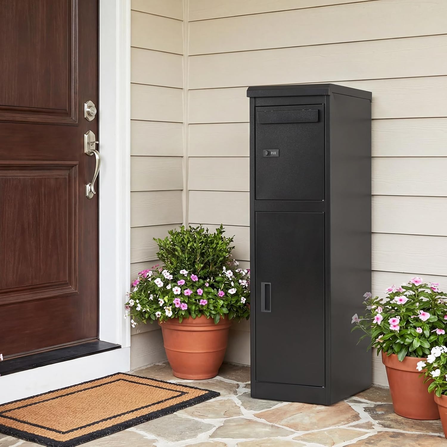 Goplus Package Delivery Boexes for Outside, 12.5' x 16.5' x 43.5' Galvanized Steel Parcel Drop Boxes with Lock, Anti-Theft Design, Package Mailbox for Home, Office, Yard, Curbside