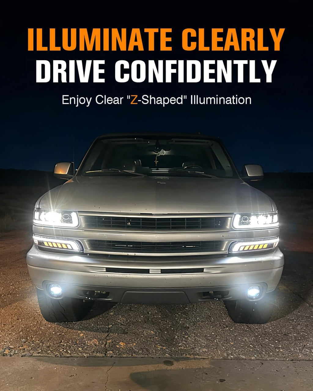 RAMJET4X4 LED Headlights Assembly Headlamps Replacement Compatible with 1999-2002 Chevy Silverado 2000-2006 Chevy Suburban 00-06 Tahoe DRL Turn Signal Hi/Low Beam with Bulbs (NOT FIT for GMC)